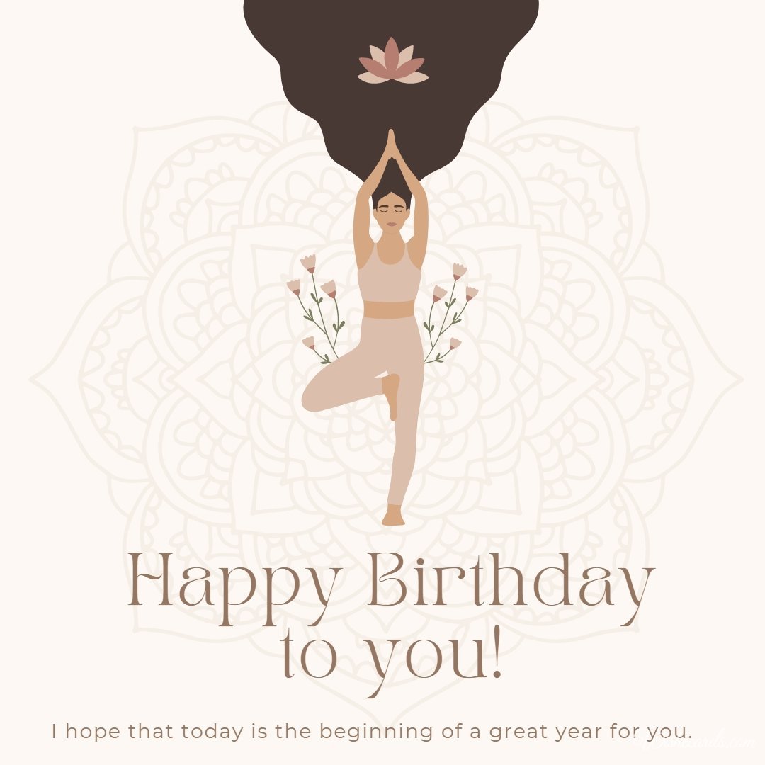 The Collection Of Happy Birthday Cards On Yoga Theme