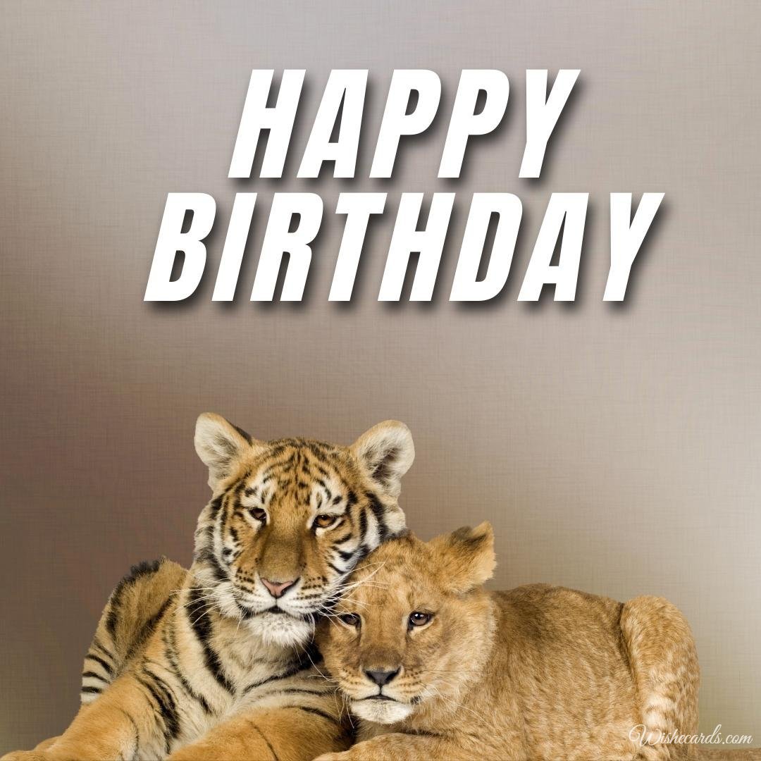 Birthday Ecard with Lions
