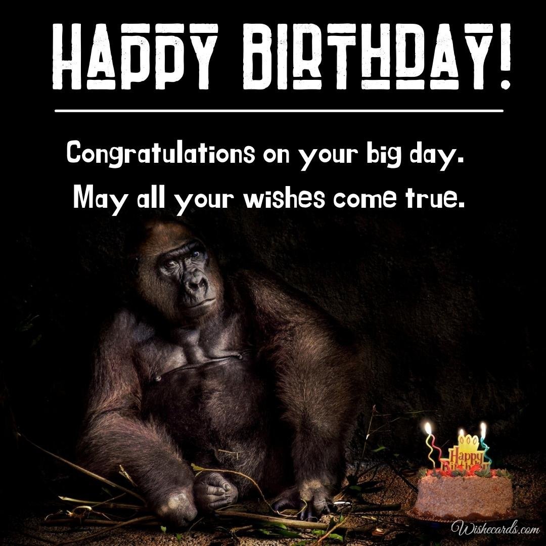 Birthday Funny Card with Monkey
