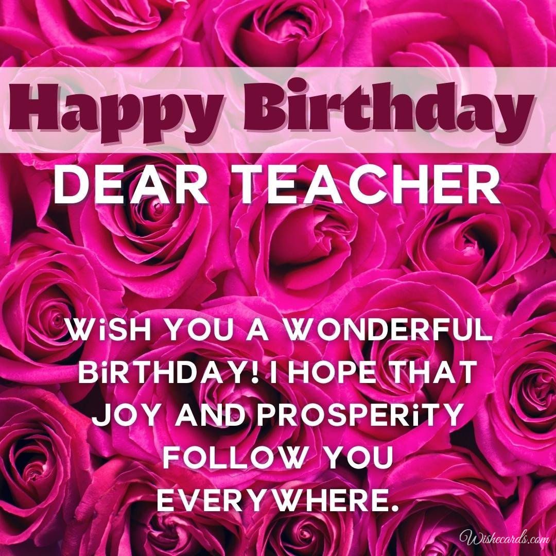 Birthday Greeting Card For Teacher