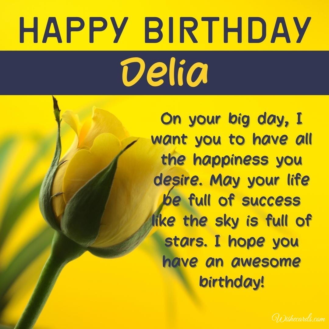 Birthday Greeting Ecard for Delia