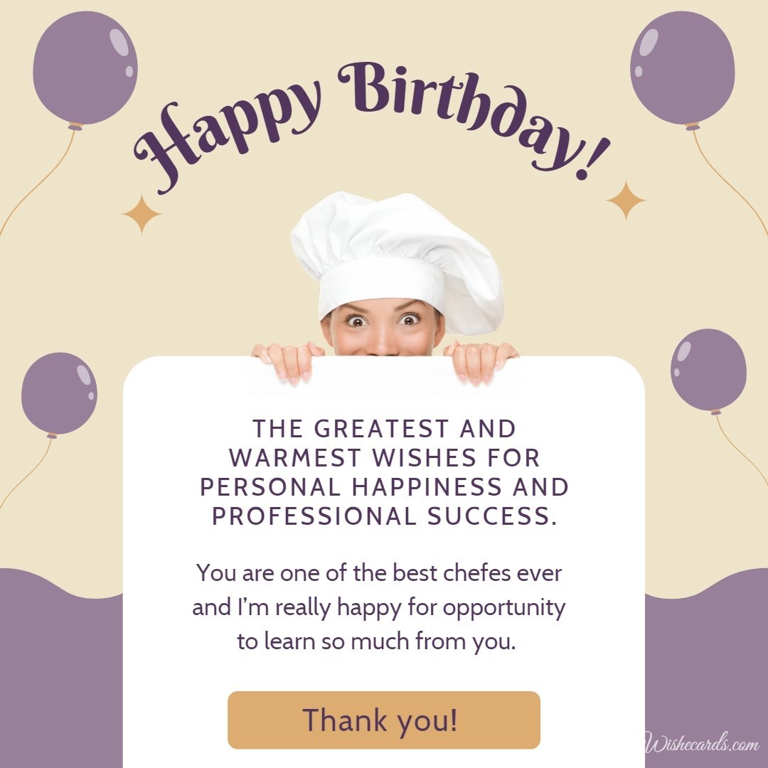 Birthday Greeting Ecard to Chef