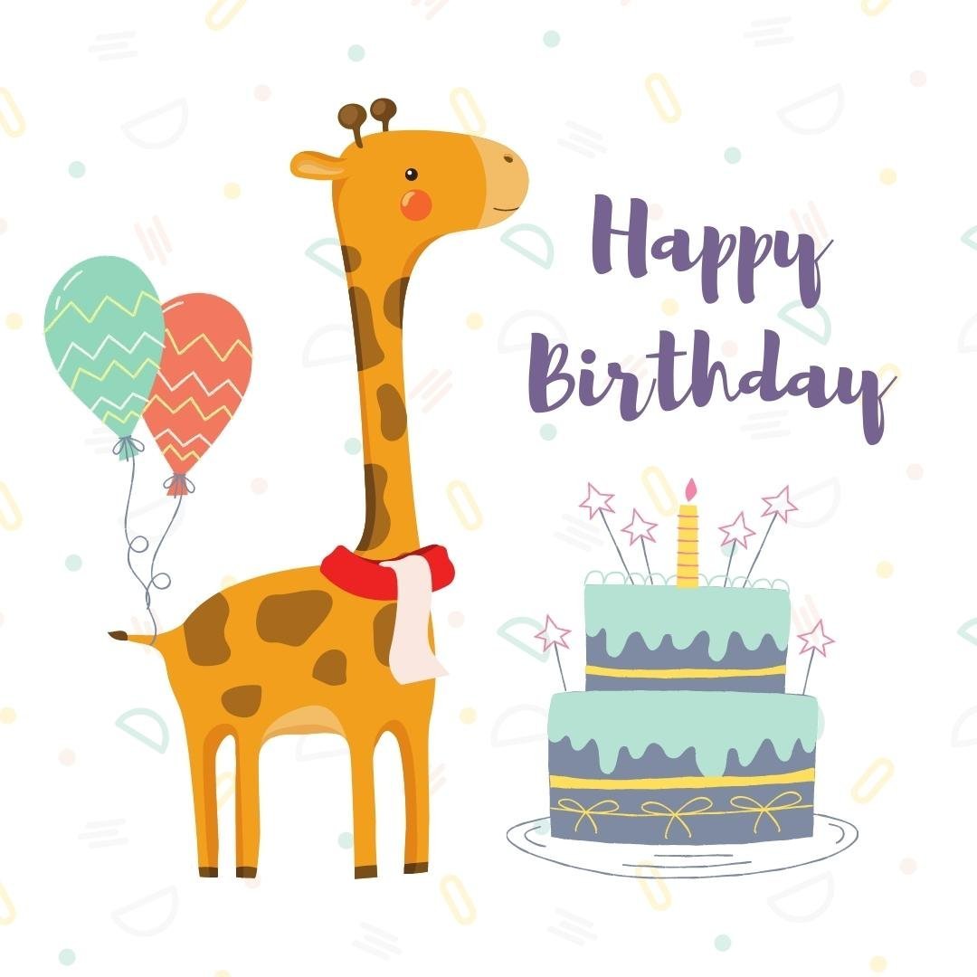 Birthday Greeting Ecard with Giraffe