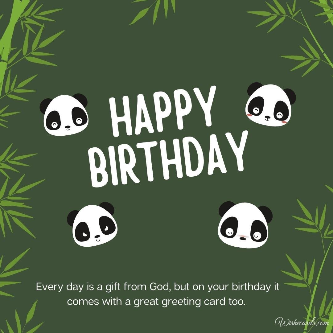 Birthday Greeting Ecard with Pandas