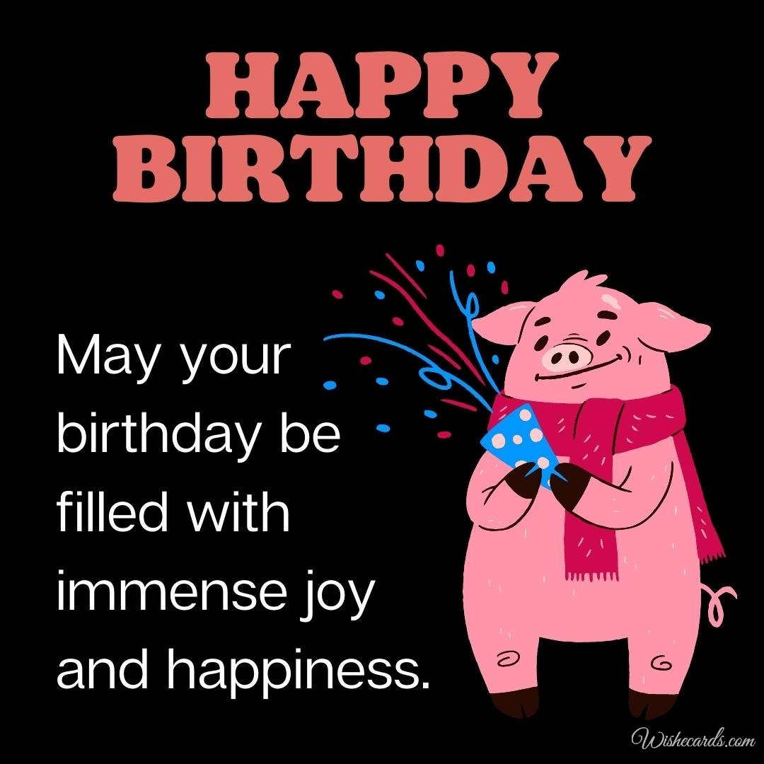 Birthday Greeting Ecard With Pig