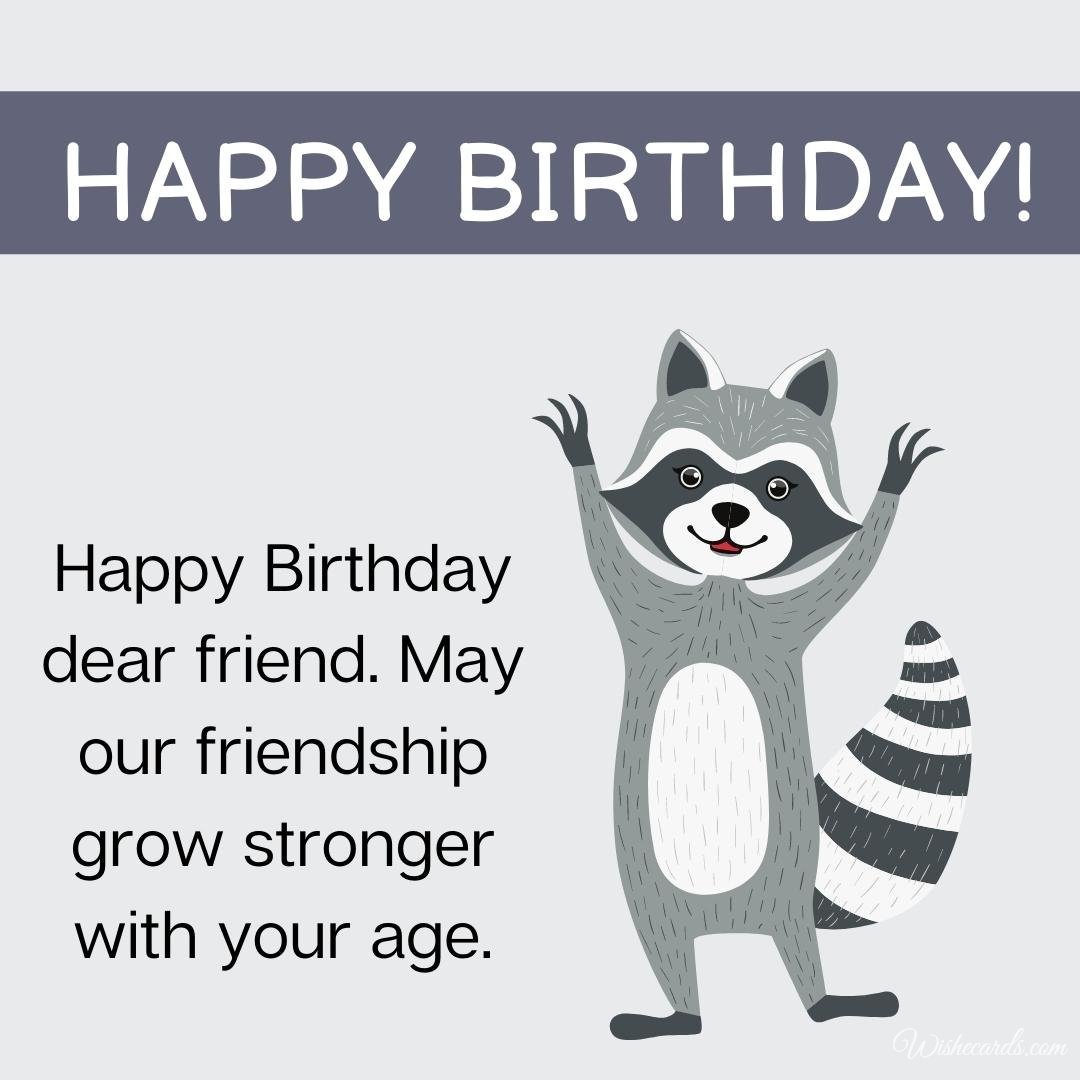Birthday Greeting Ecard with Raccoon