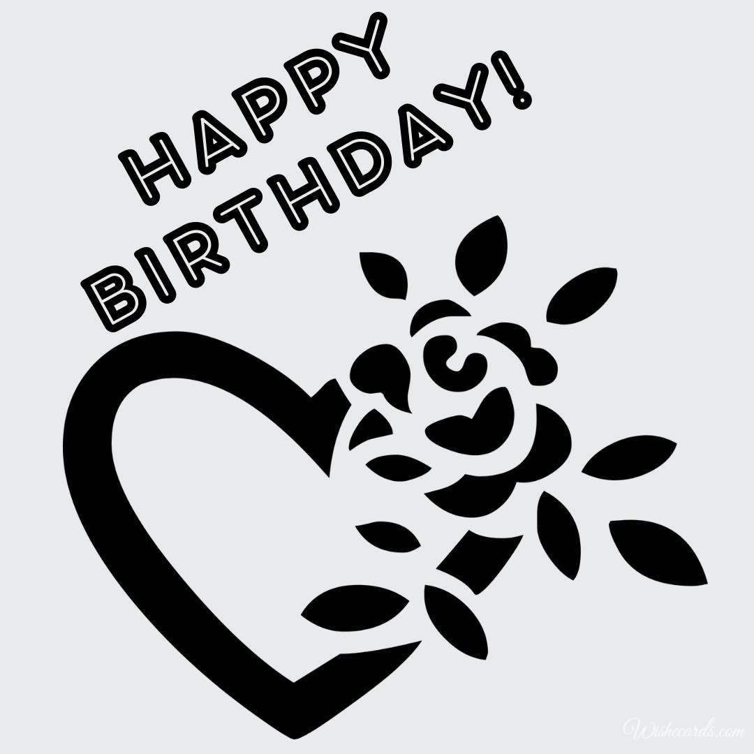 Birthday Wish Black White Ecard
