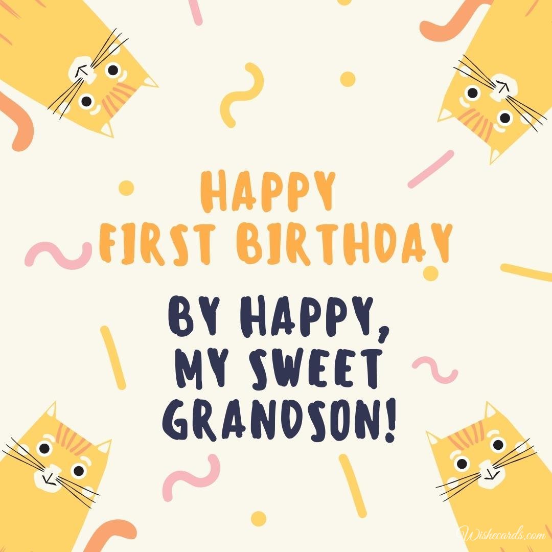 Birthday Wish Card for Grandson on 1st Birthday