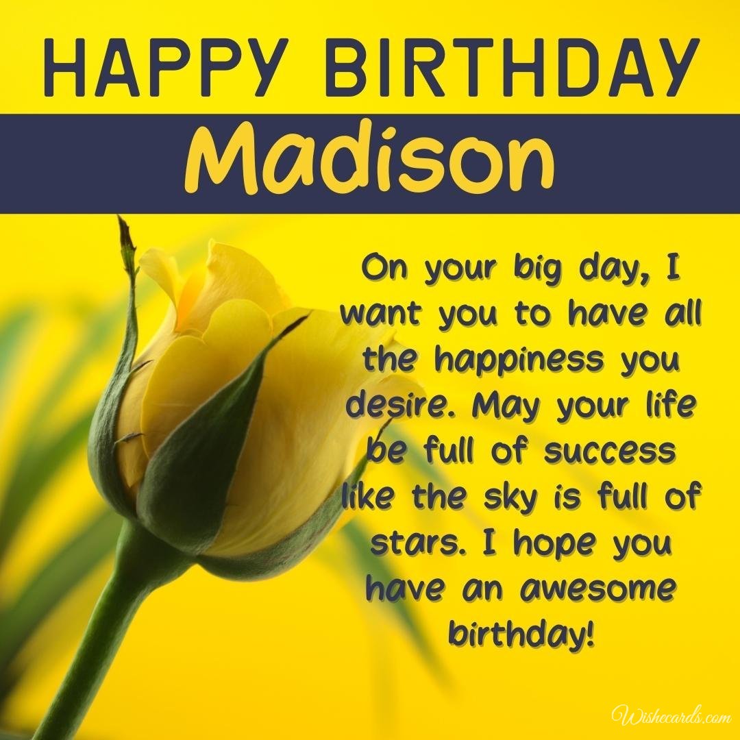 Birthday Wish Ecard For Madison