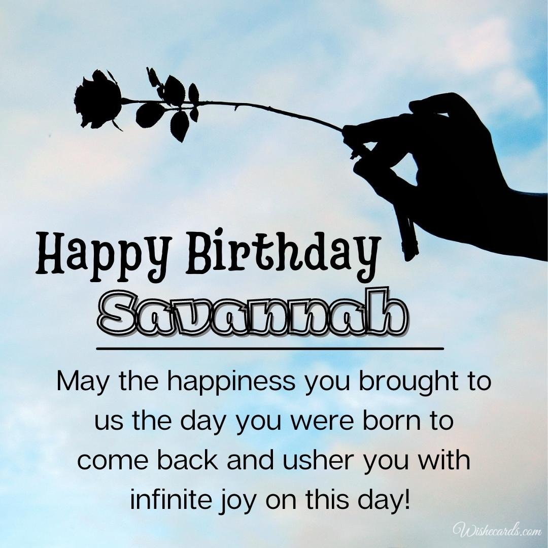 Birthday Wish Ecard For Savannah