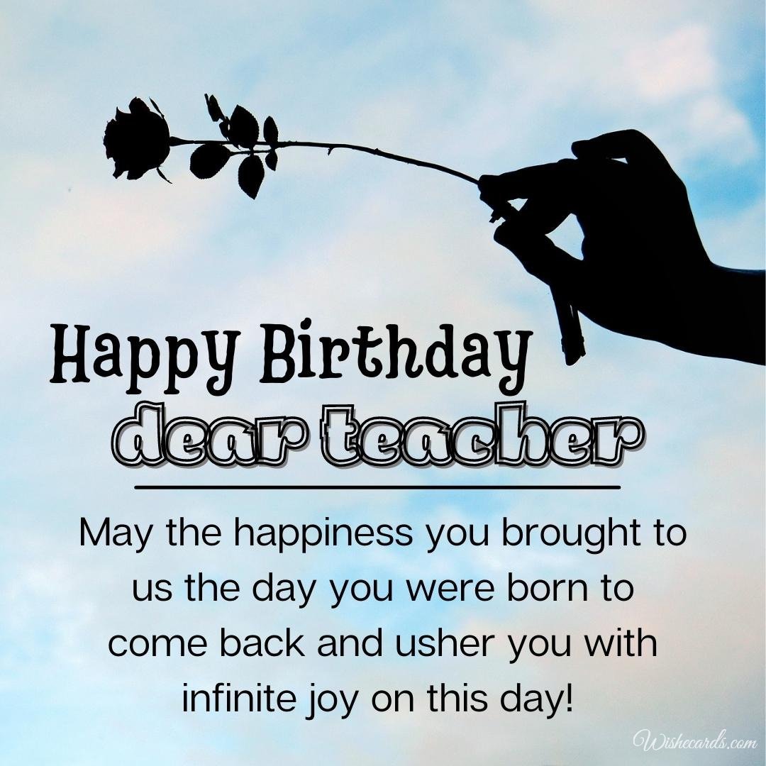 Birthday Wish Ecard For Teacher
