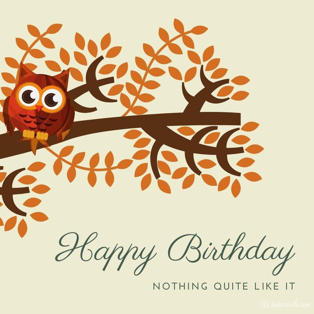 Birthday Wish Ecard with Owl