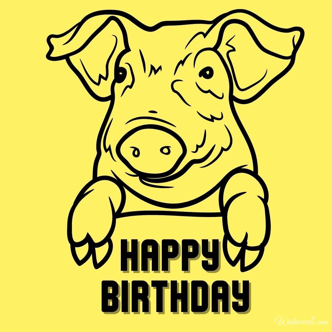 Birthday Wish Ecard With Pig