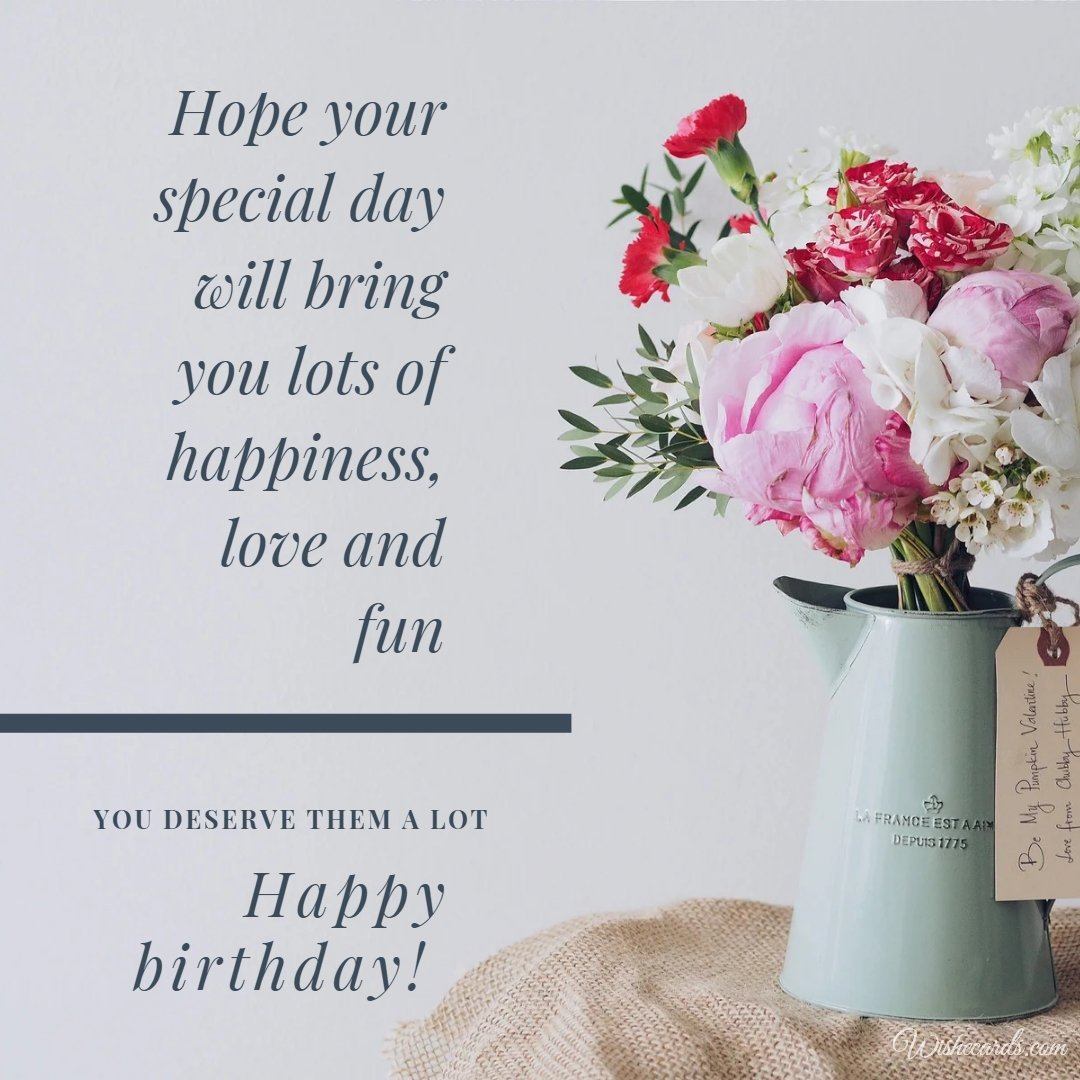 Birthday Wish Greeting Card with Flowers