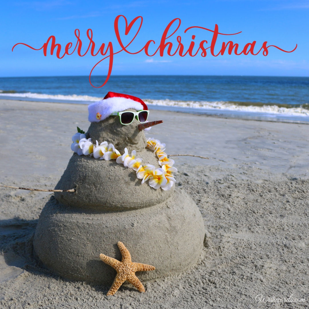 Christmas Card with Beach