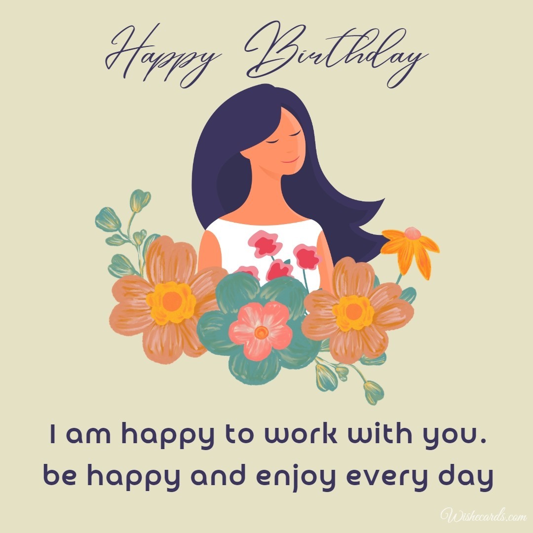 Cute Happy Birthday Ecard For a Female Colleague