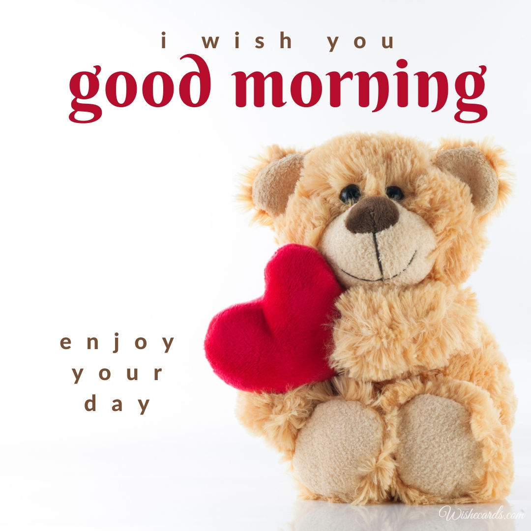Cute Morning Digital Card with Teddy Bear