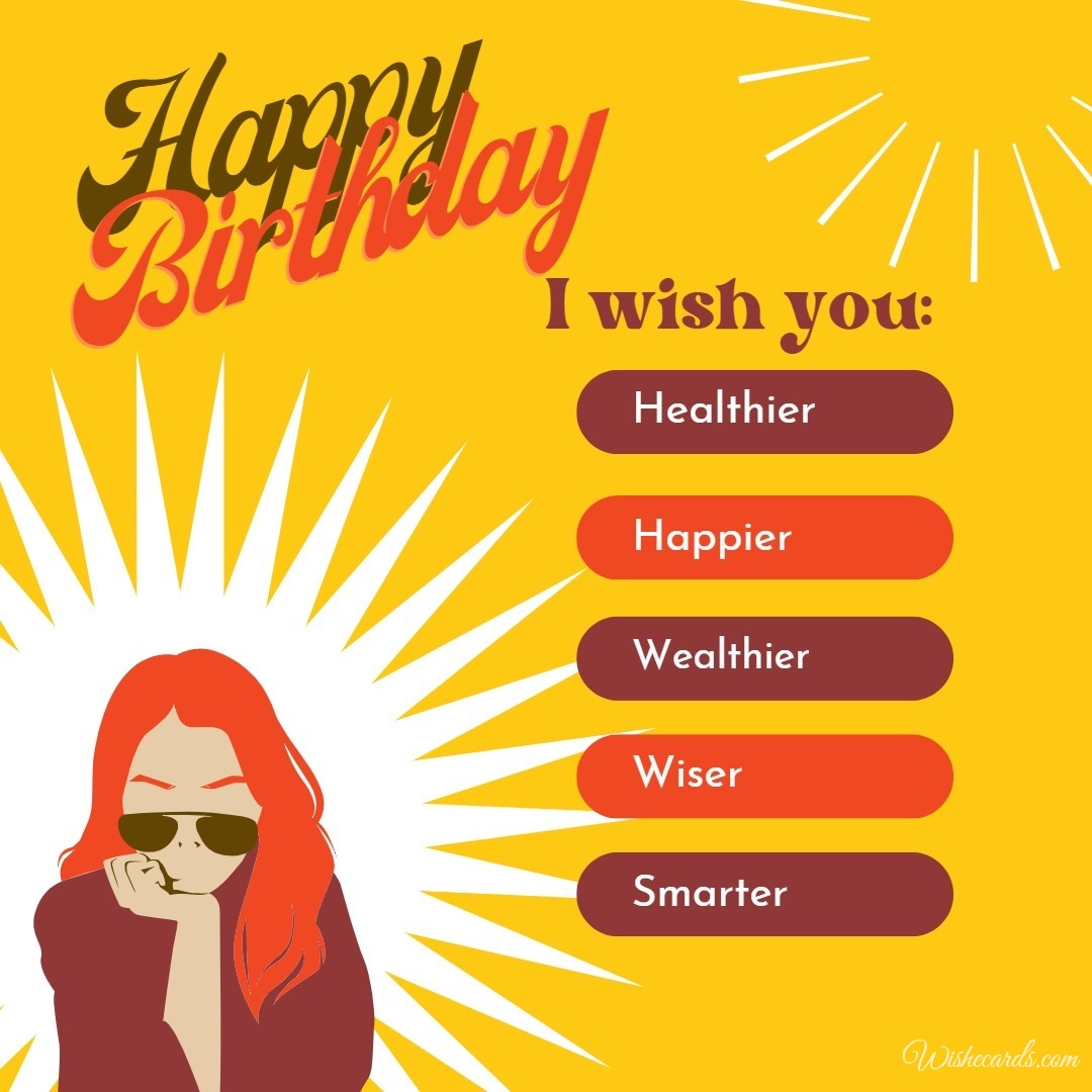 Happy Birthday Ecard for Young Woman with Text
