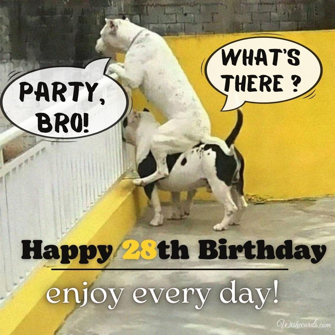 Funny 28th Birthday Wish Ecard