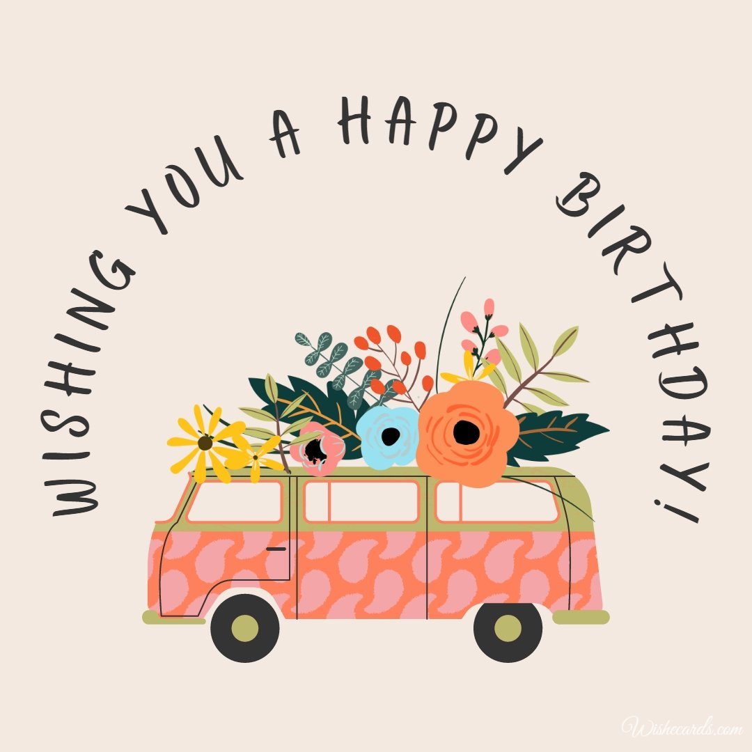 Funny Birthday Card with Flowers