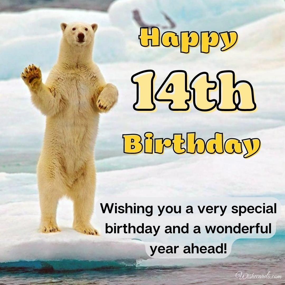 Funny Happy 14th Birthday Wish Ecard