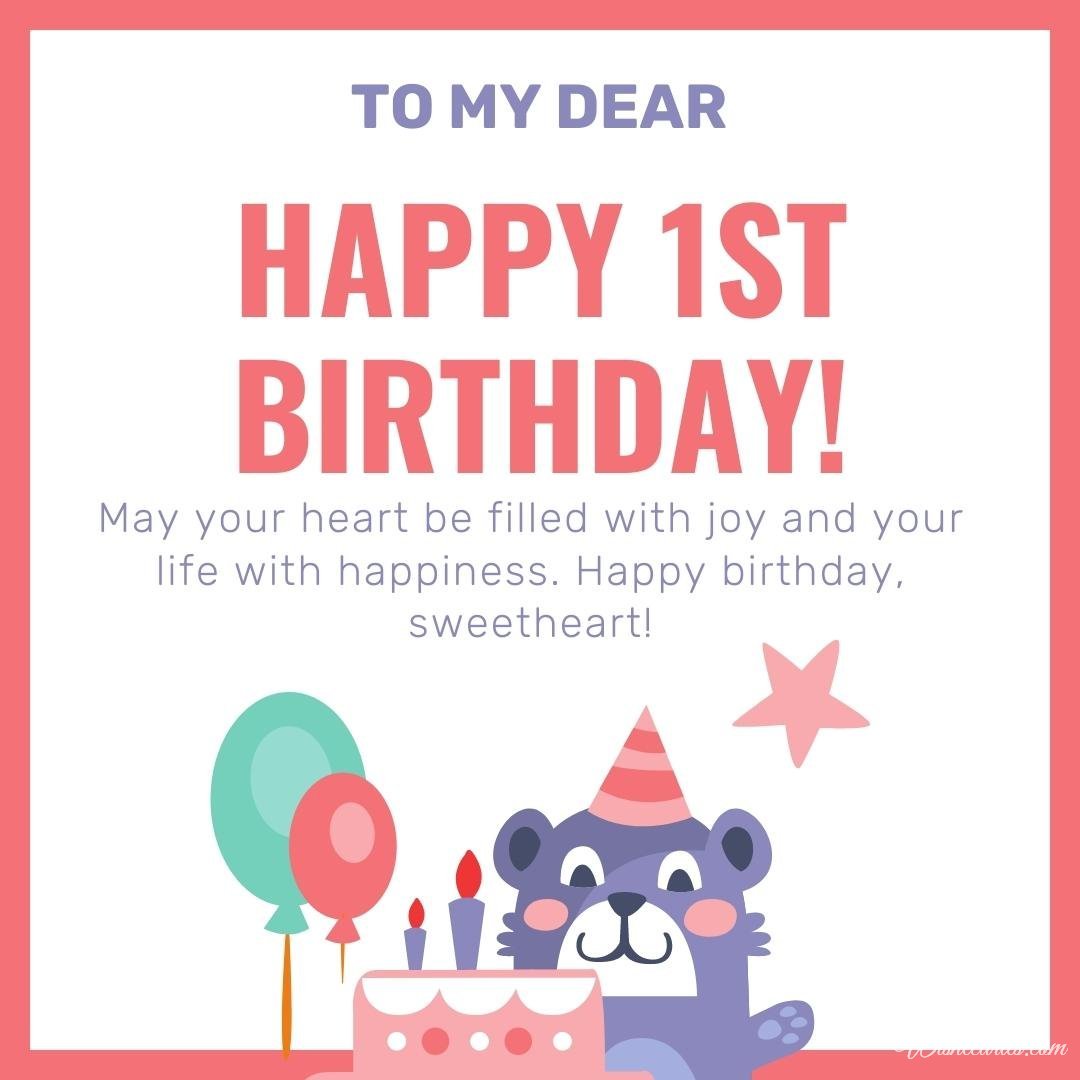 Funny Happy 1st Birthday Wish Ecard