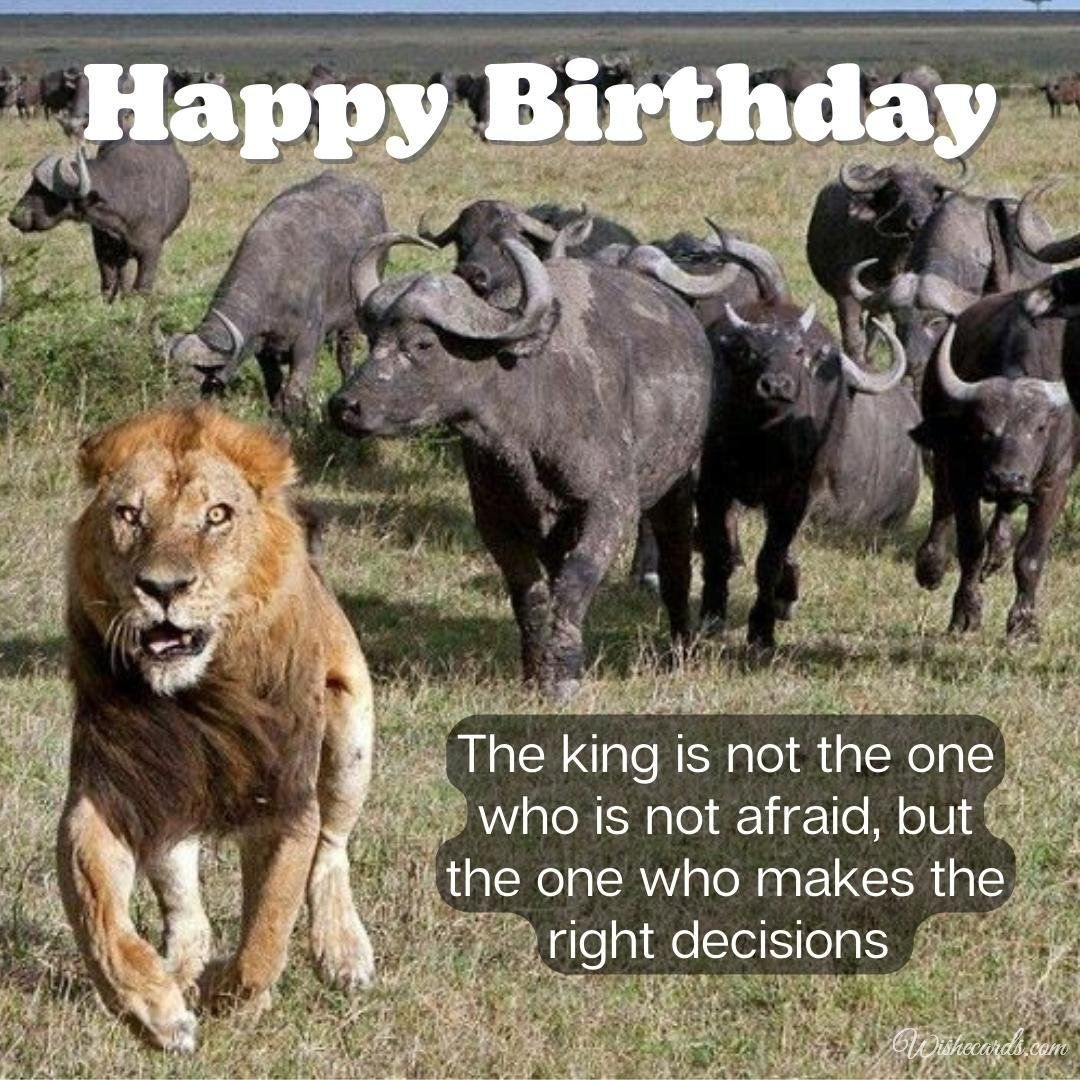Funny Happy Birthday Ecard with Lion