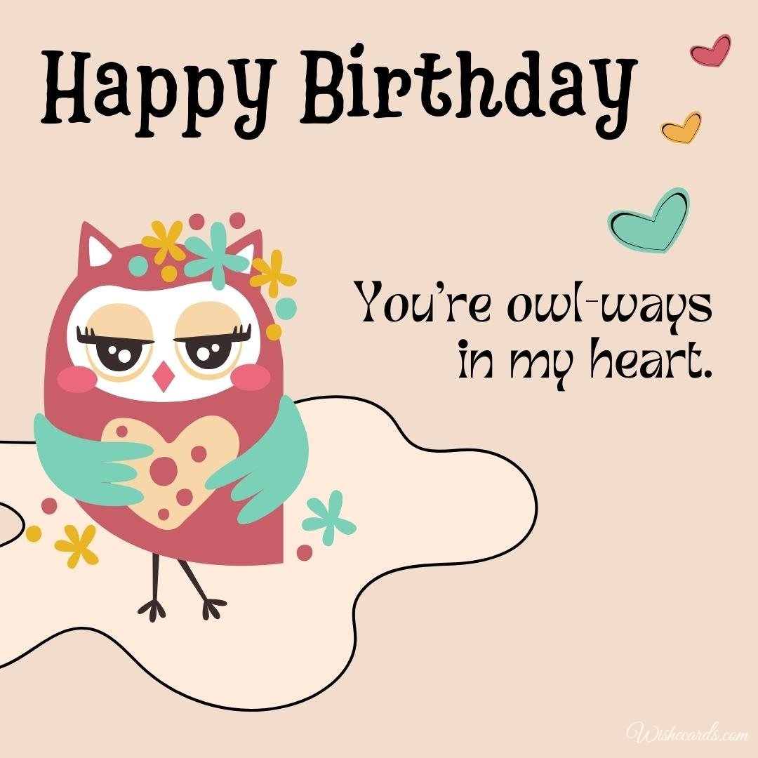 Funny Happy Birthday Ecard With Owl