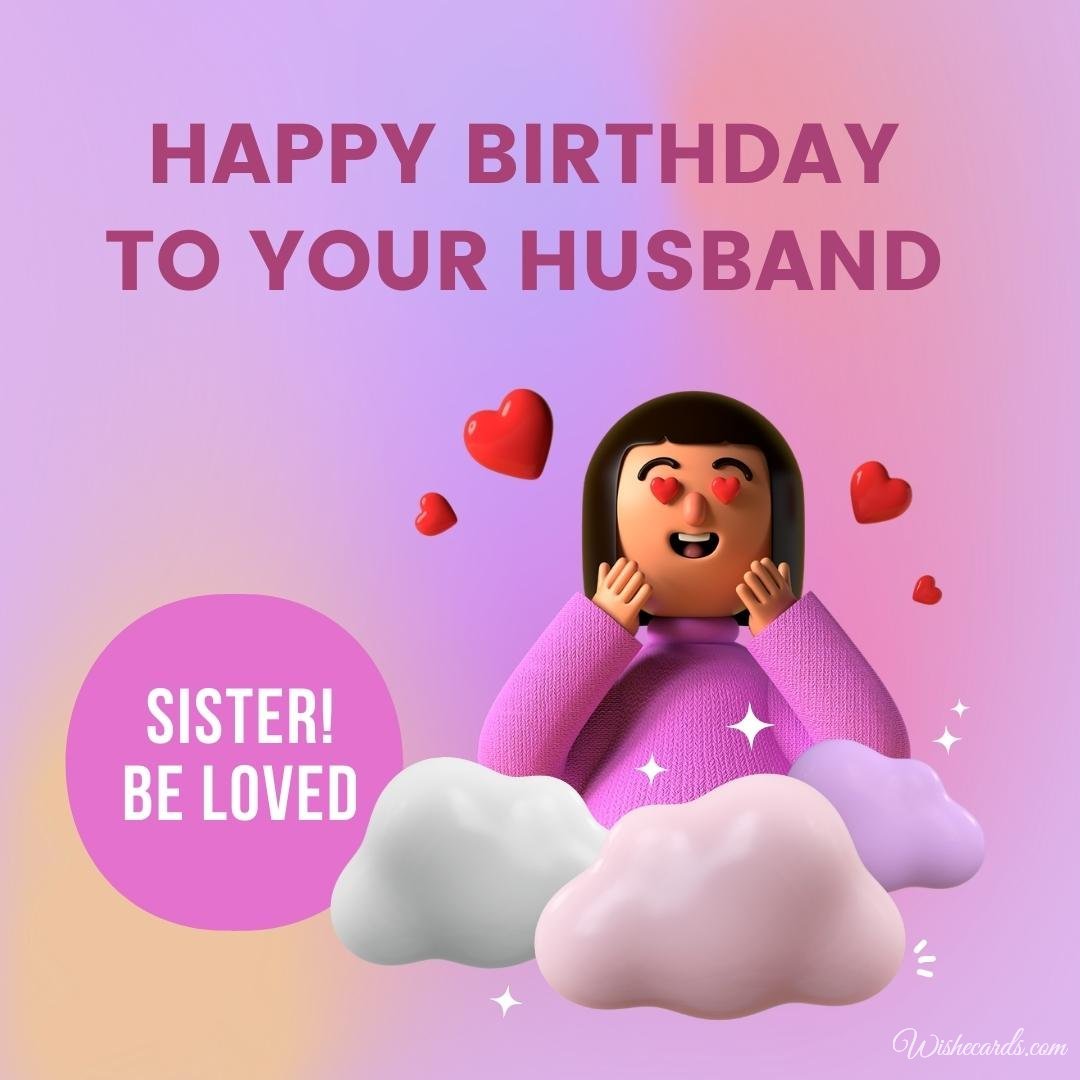 Funny Husband Birthday Card For Sister