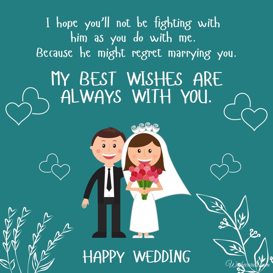 Funny Marriage Ecard For Sister With Text