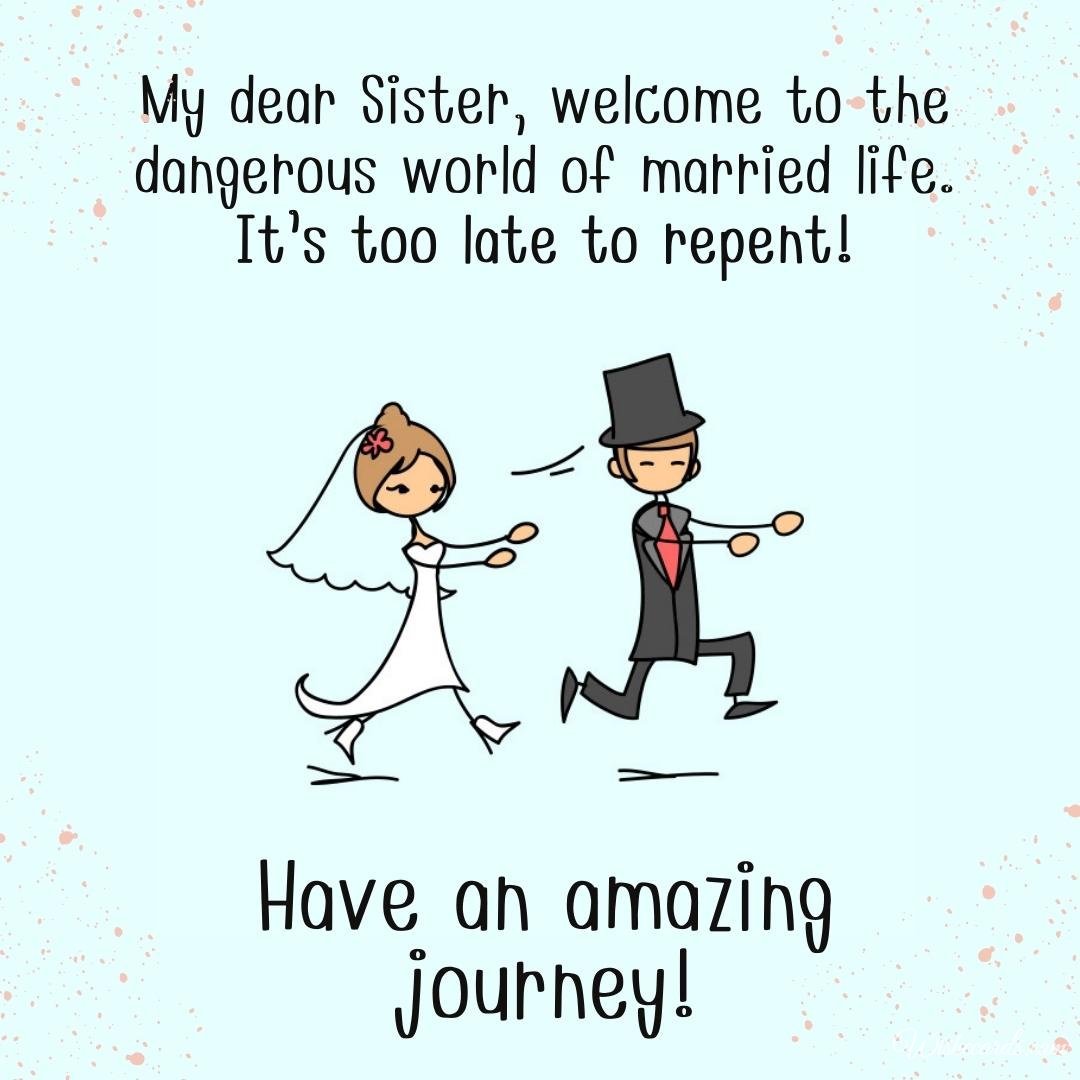 Funny Wedding Image For Sister With Text