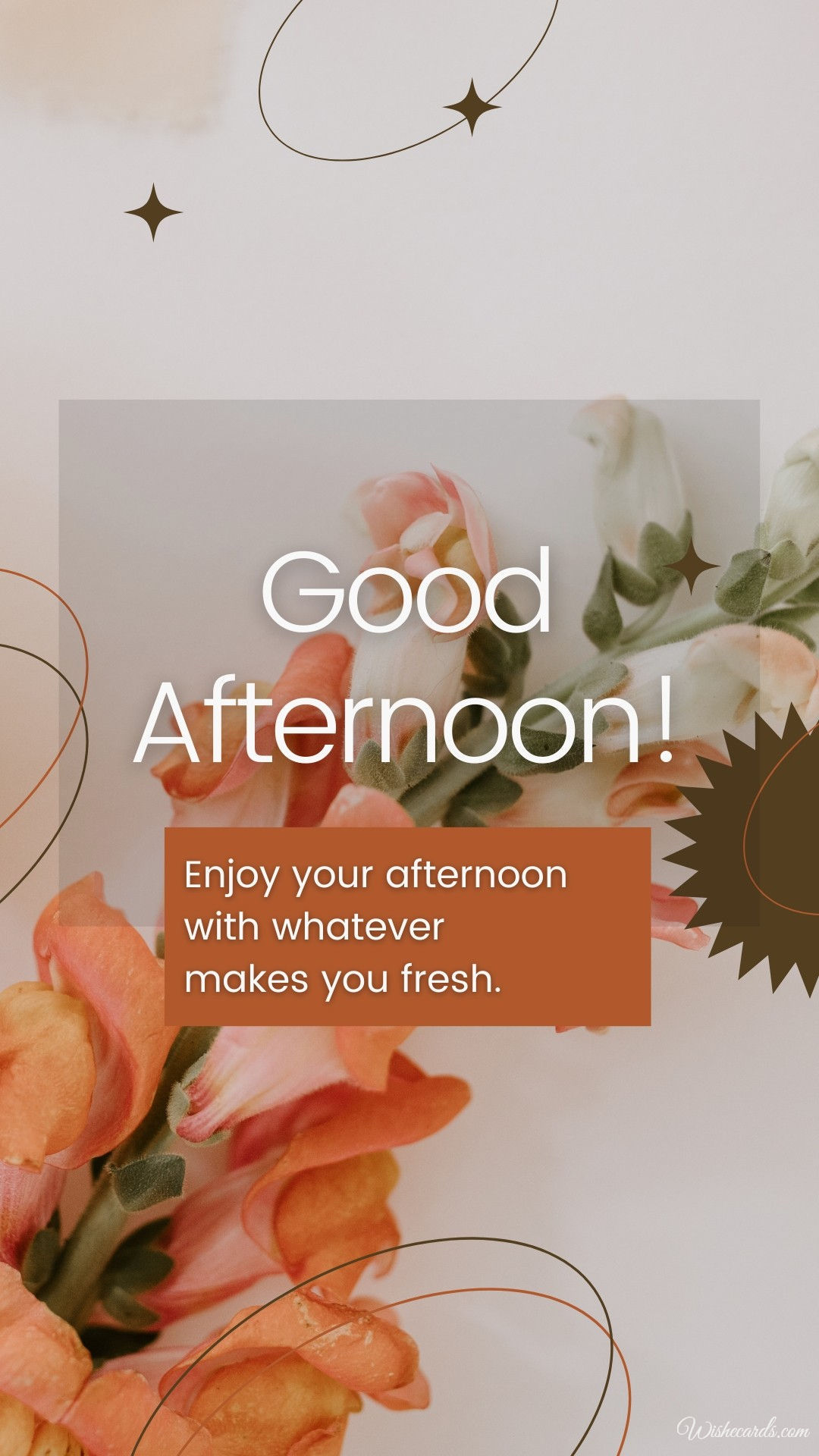 Good Afternoon Card With Flowers And Text