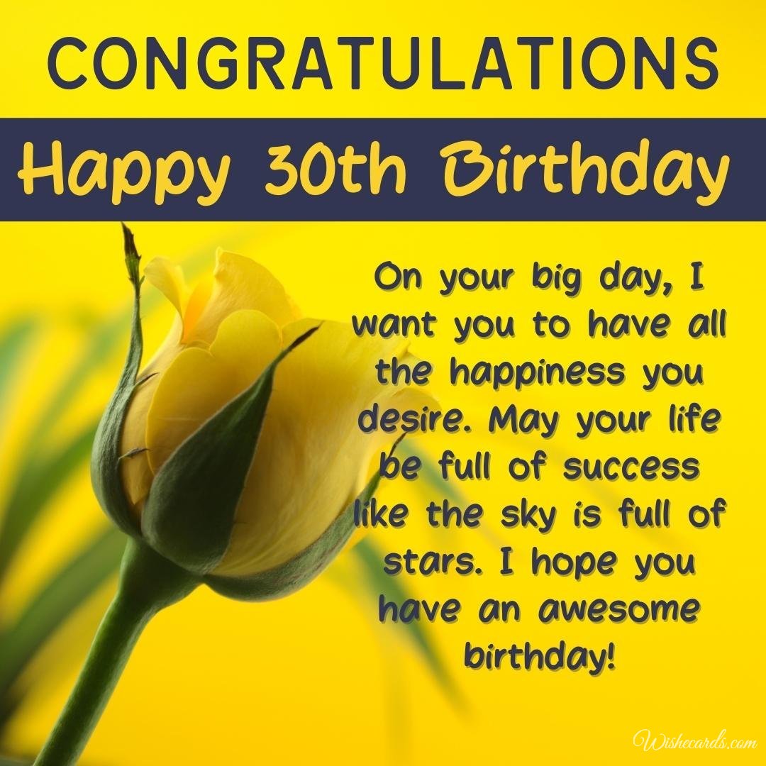 Happy 30th Birthday Wish Ecard