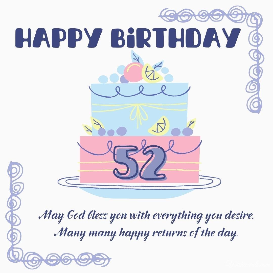 Happy 52nd Birthday Wish Ecard