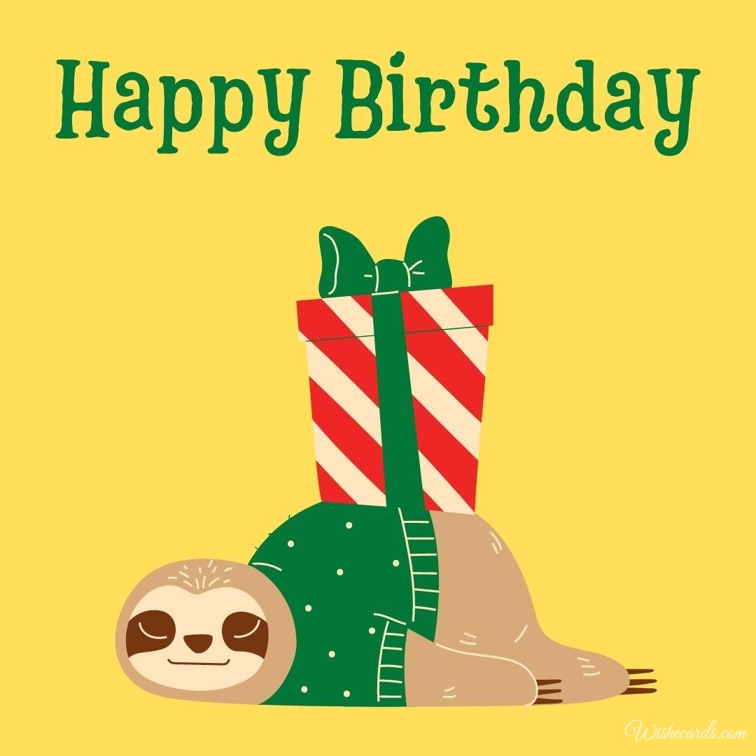 Happy Bday Ecard With Sloth