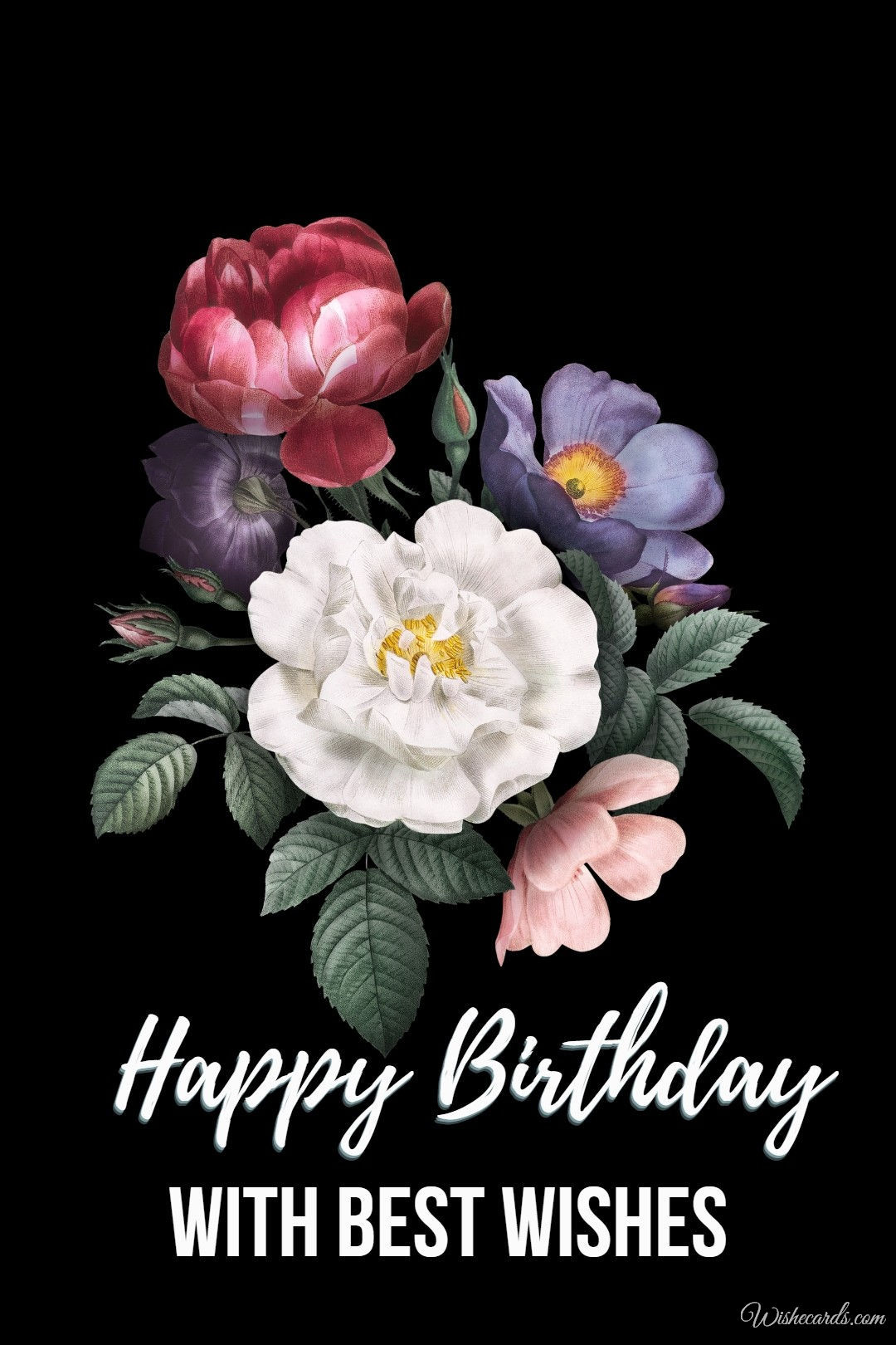 Happy Birthday Card For Woman With Flowers
