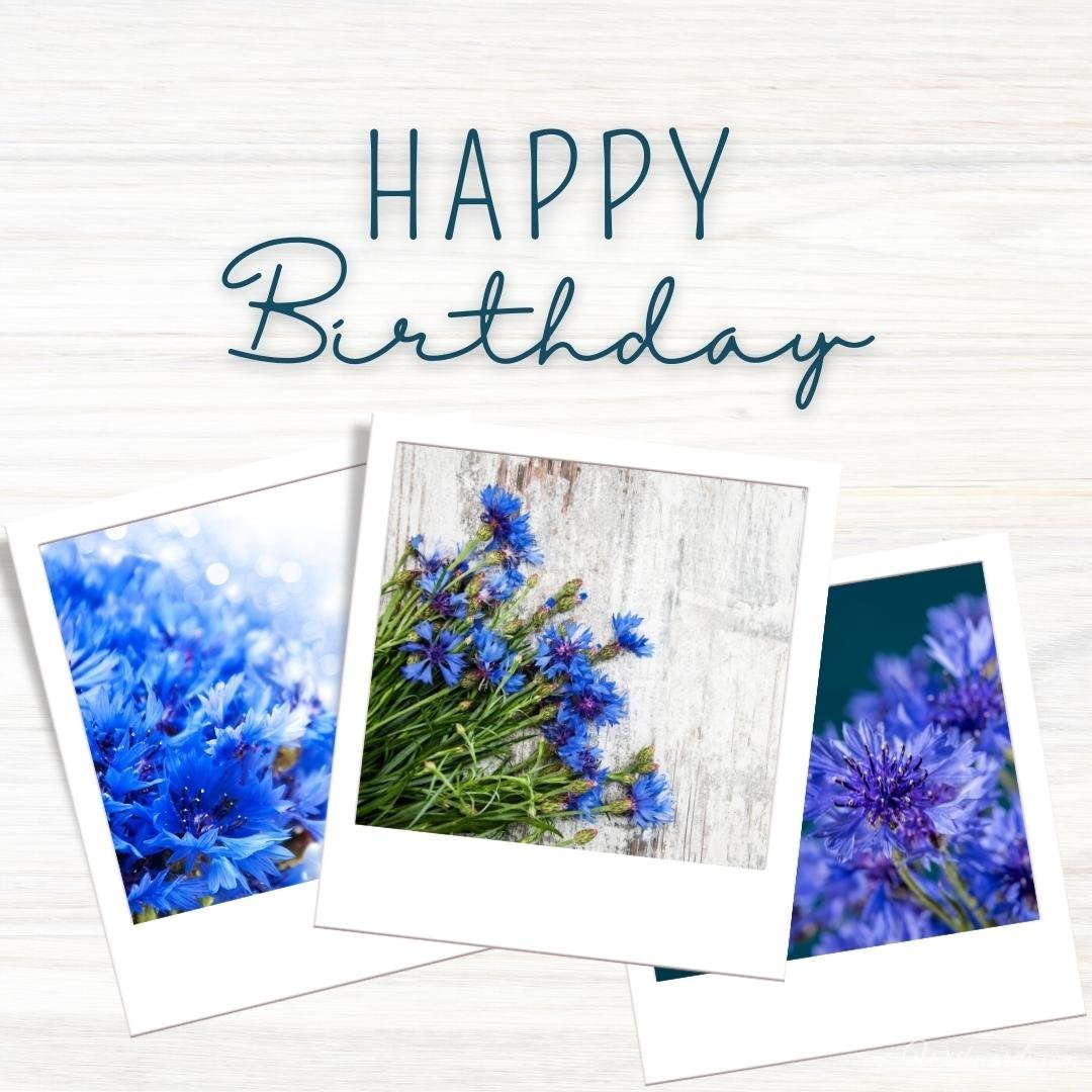 Happy Birthday Card With Cornflowers