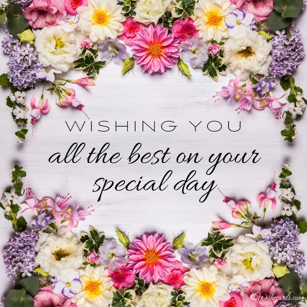 Happy Birthday Card with Flowers Dahlias