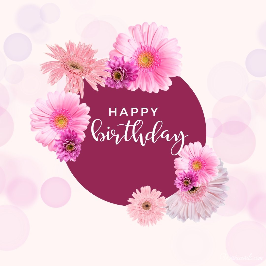 Happy Birthday Card With Gerberas
