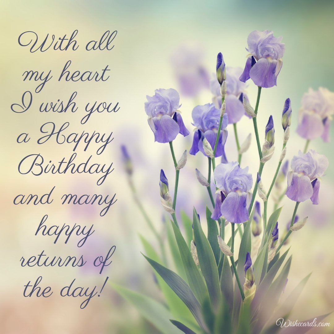 Happy Birthday Card With Irises