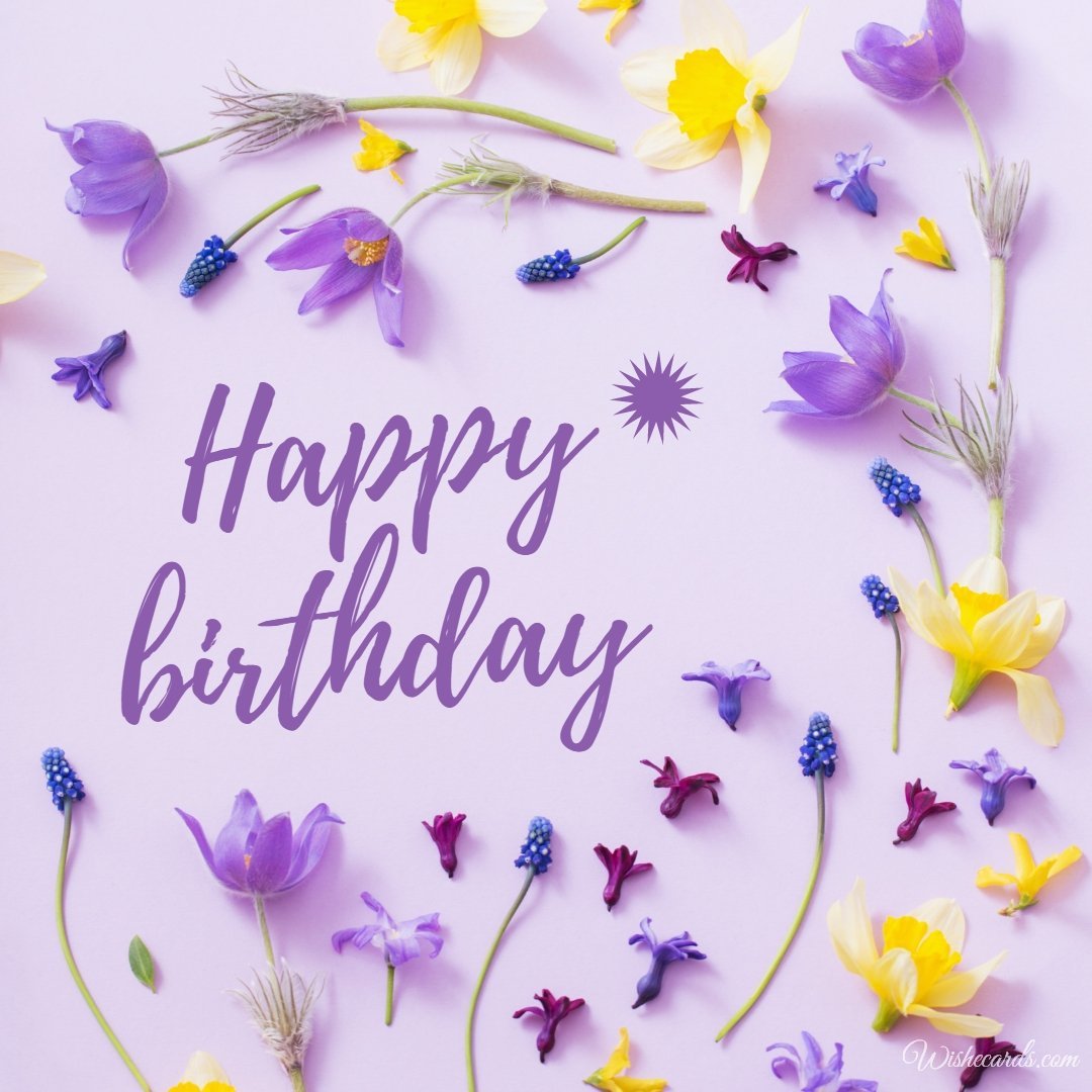 Happy Birthday Card with Lilac Flowers