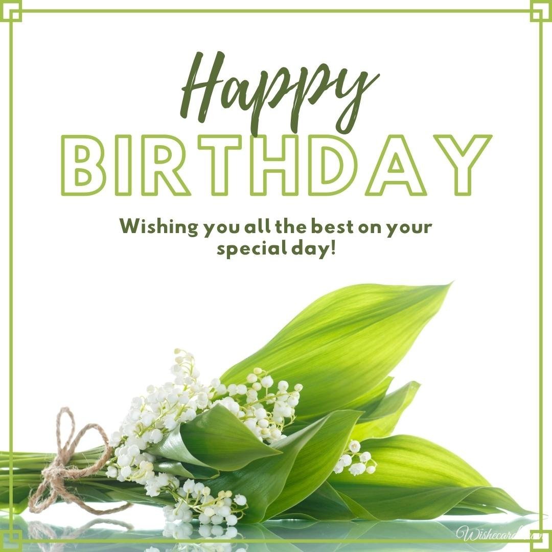 Happy Birthday Card with Lilies of the Valley