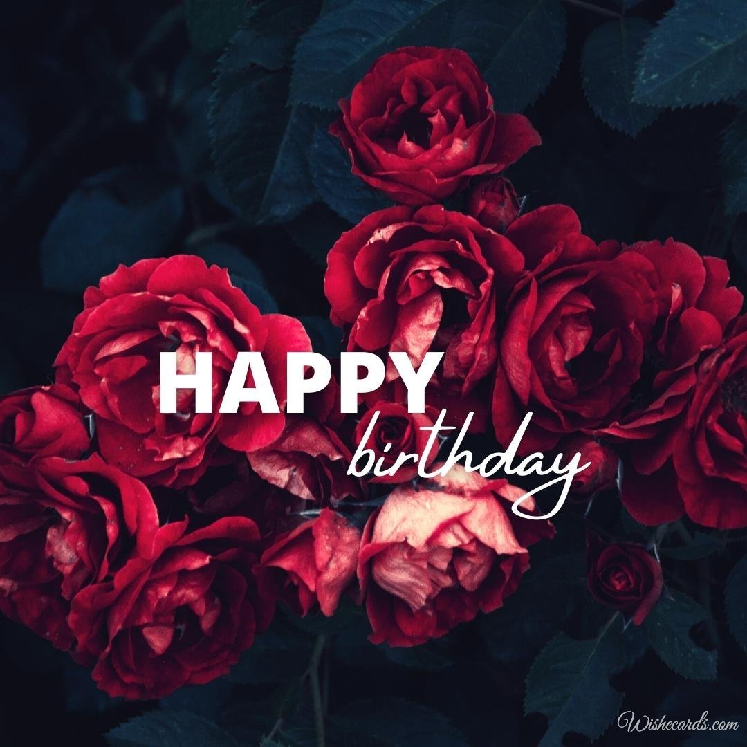 Happy Birthday Card With Red Roses