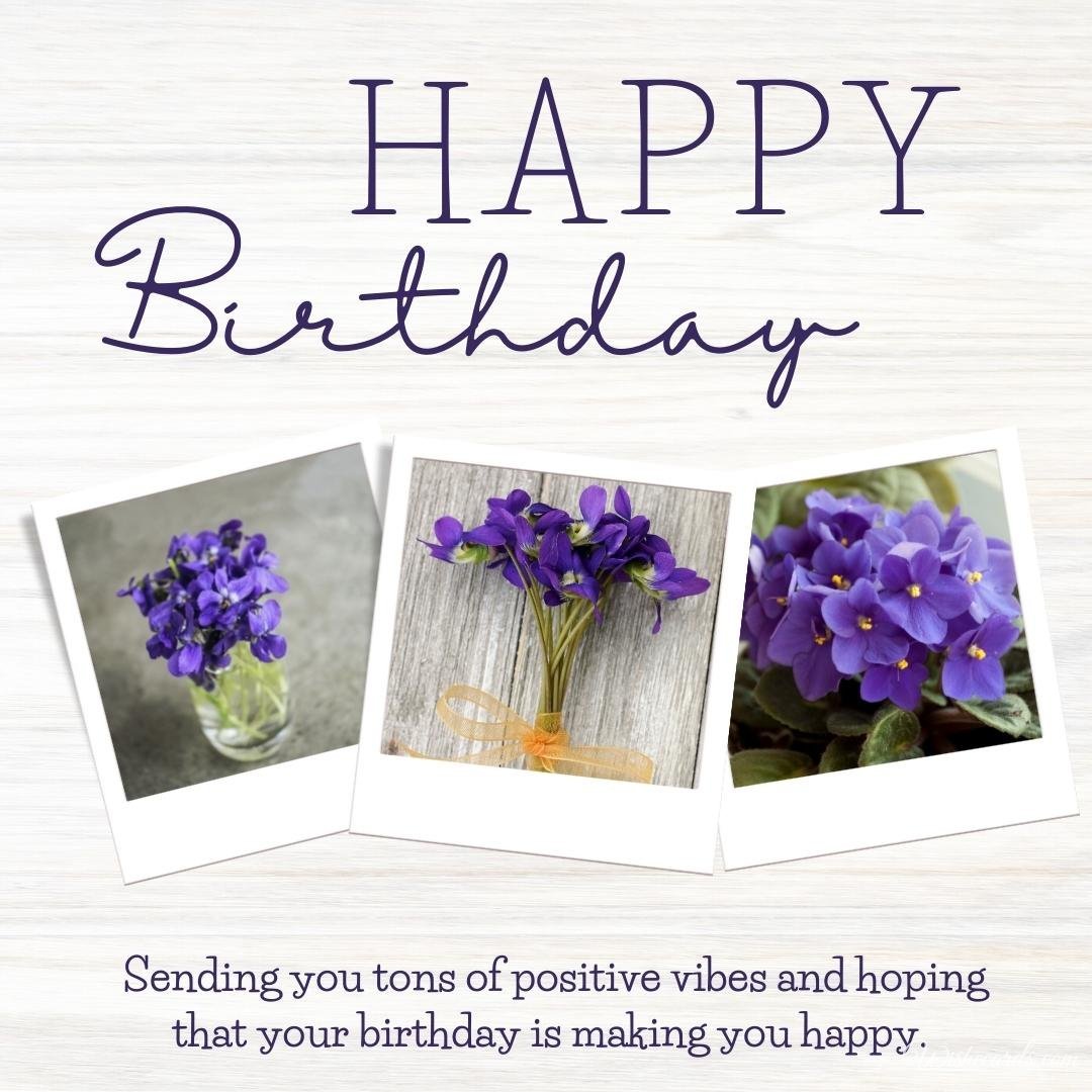 Happy Birthday Card With Violets