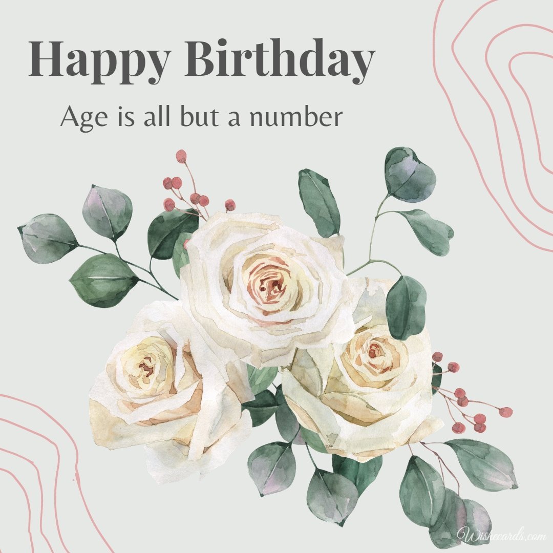 Happy Birthday Card with White Roses