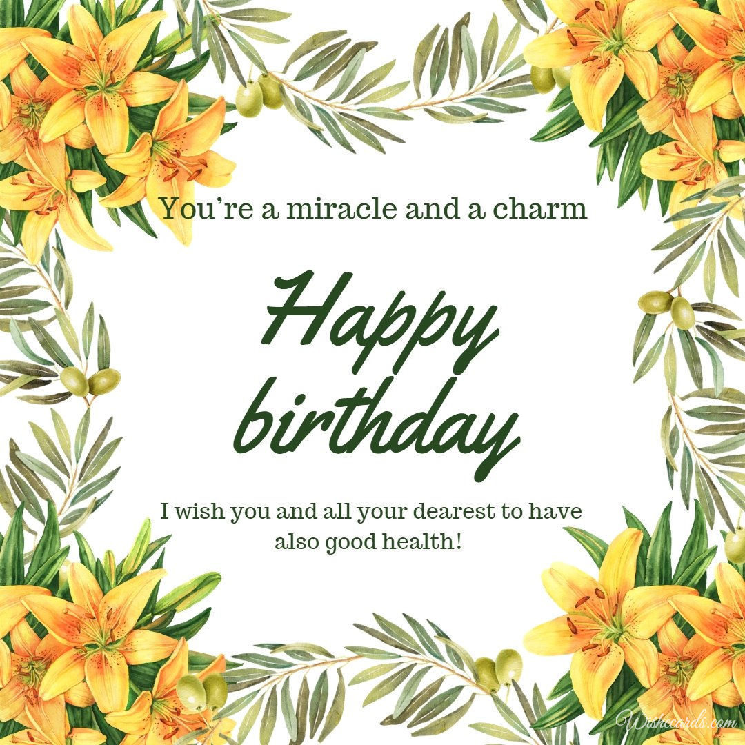 Happy Birthday Card with Yellow Flowers