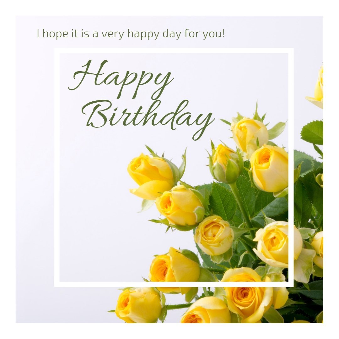 Happy Birthday Card with Yellow Roses