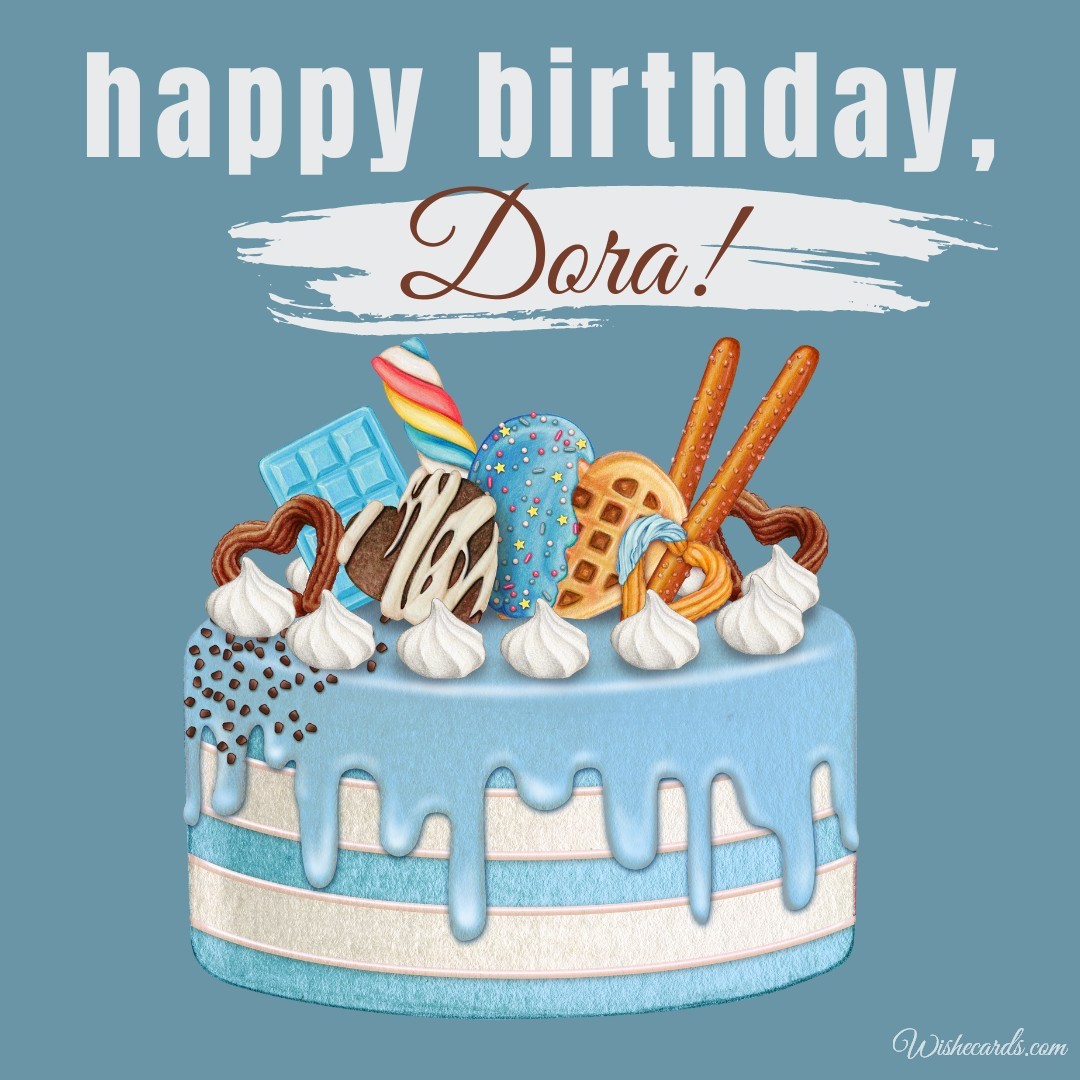 Happy Birthday Dora Cake Image