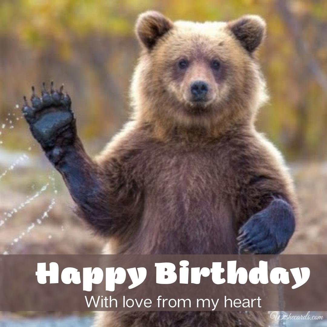Happy Birthday Ecard With Bear