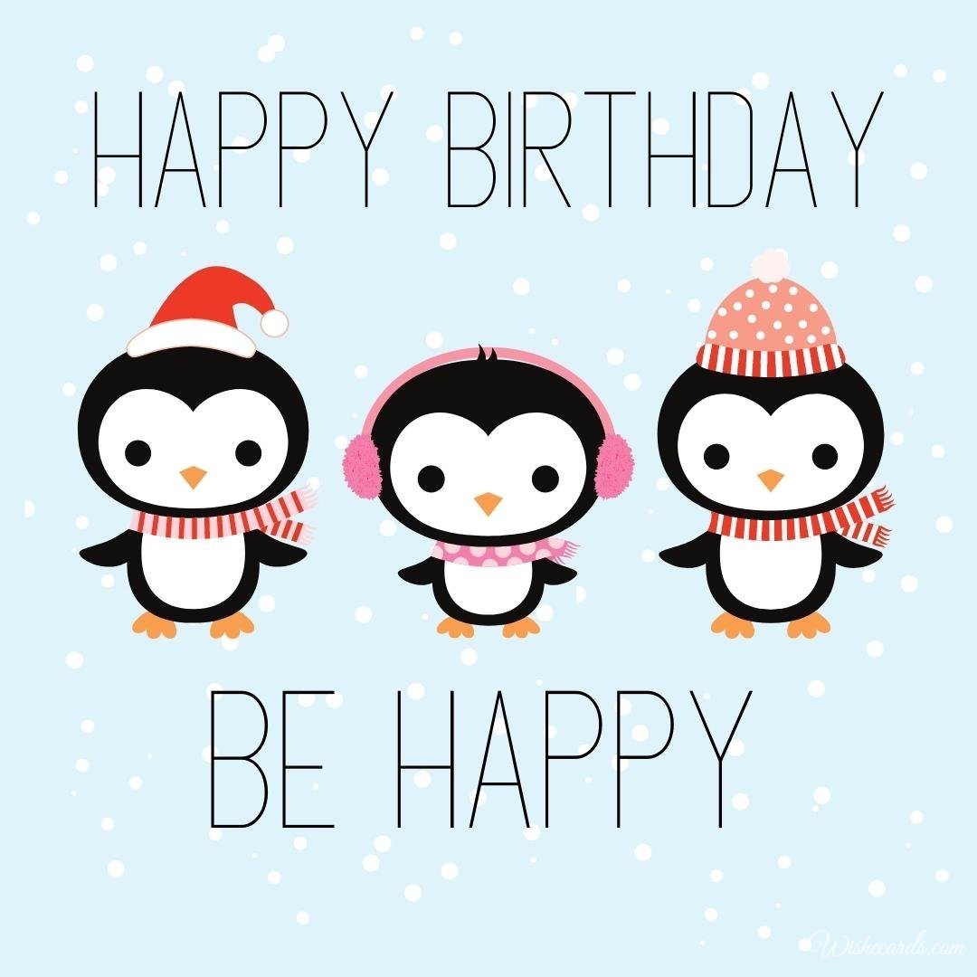 Happy Birthday Ecard with Penguins